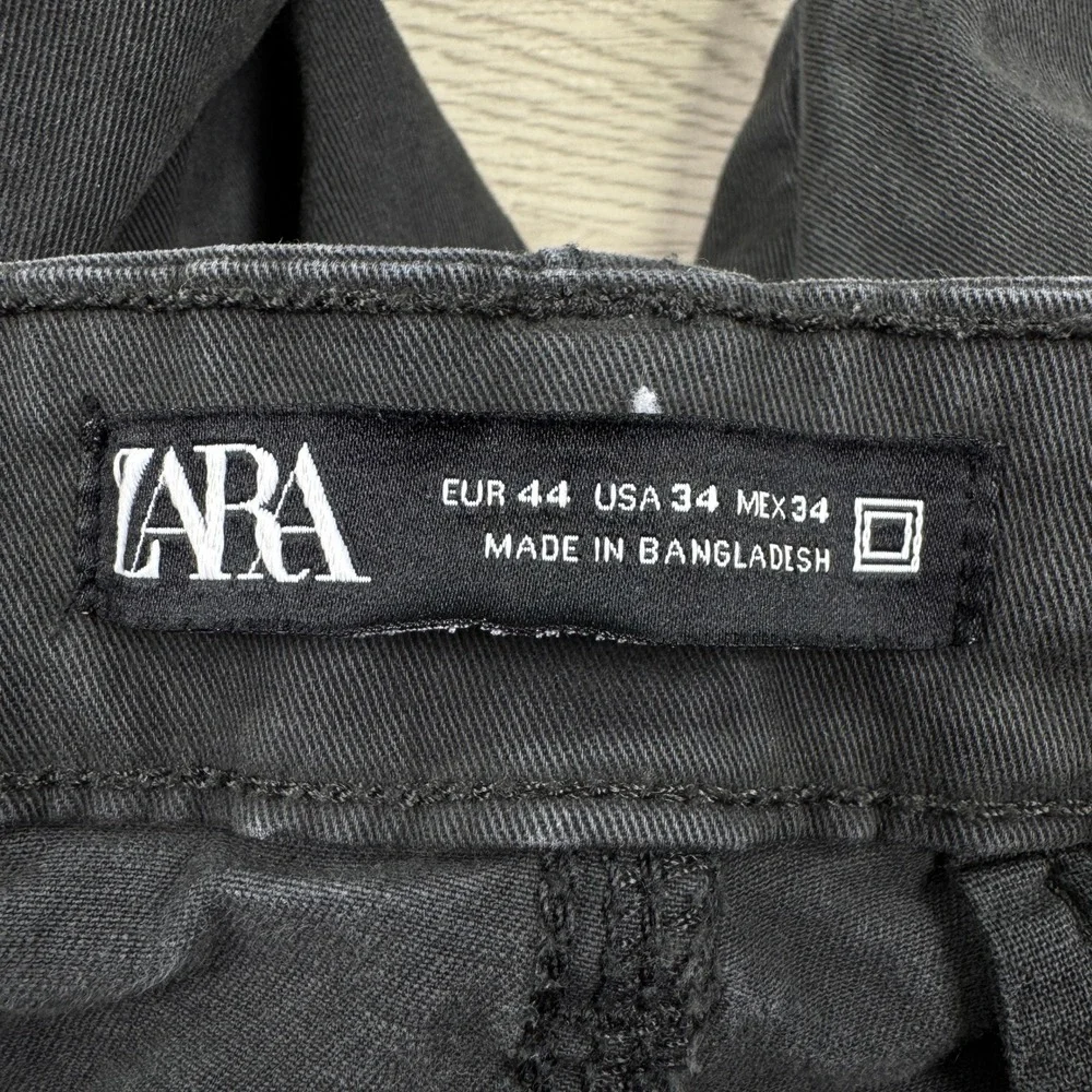 Zara Men's Cargo Pants DNWR Technical Fabric Black 34 Tactical Utility Pockets